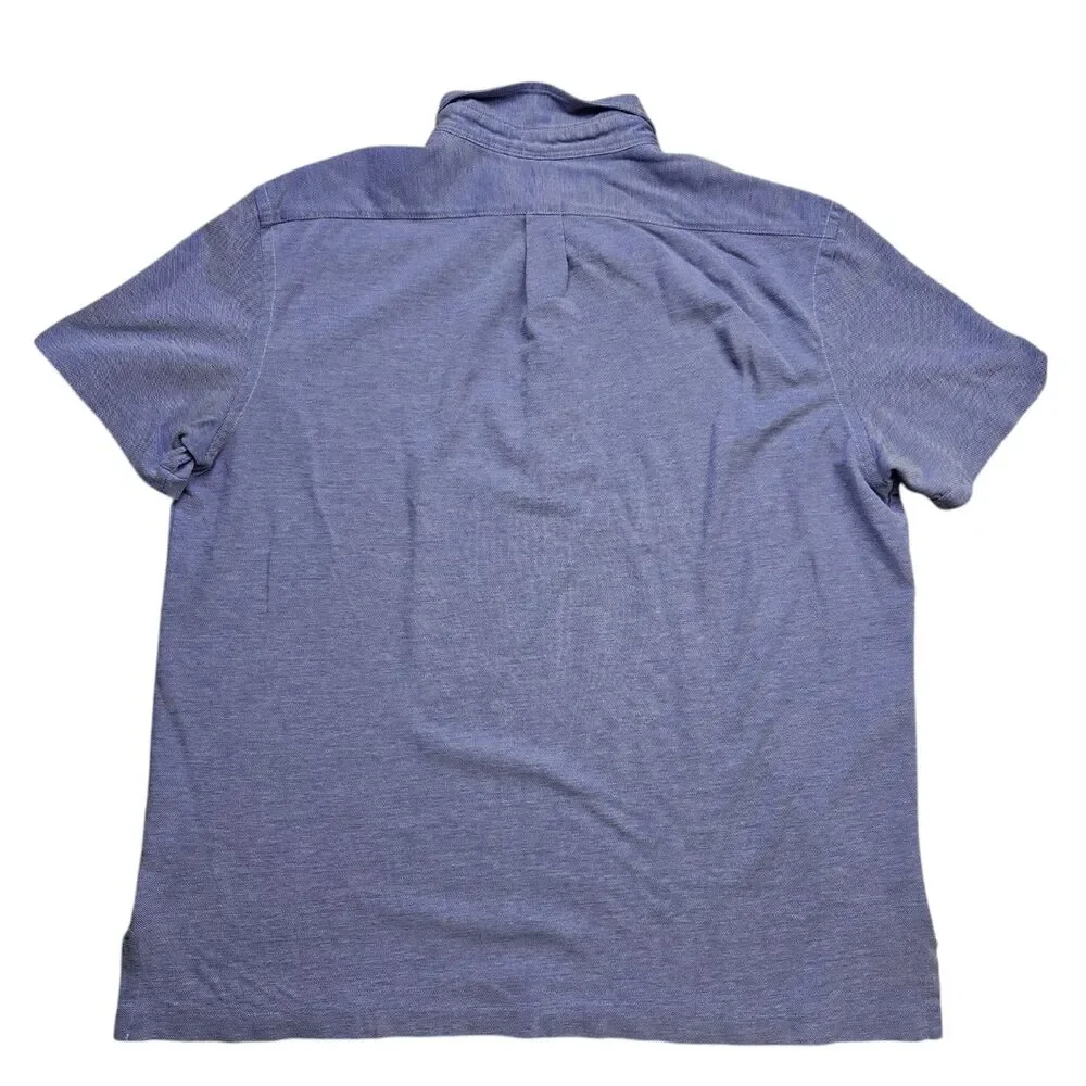 Ralph Lauren Knit Oxford Mens Blue Polo Button Down Short Sleeve Shirt Size XL